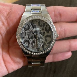 Silver Cheetah Bling Guess Watch